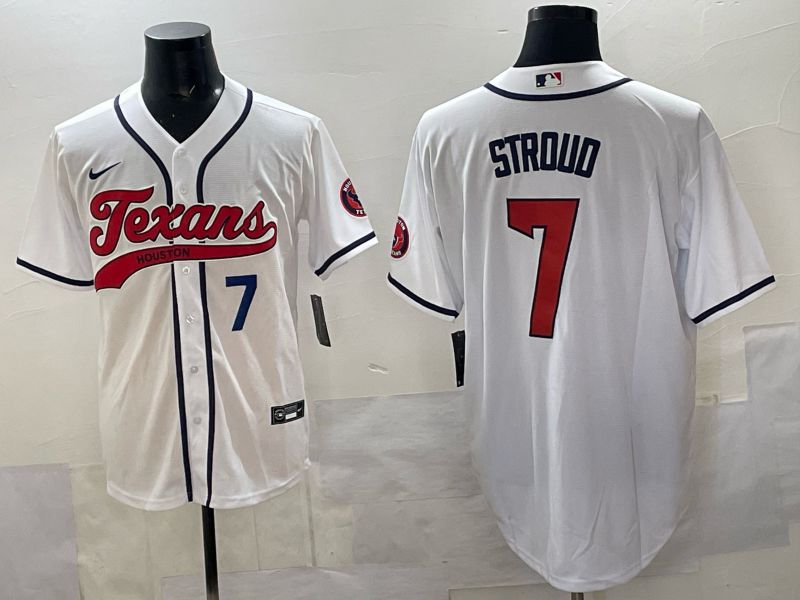 Men 2025 Houston Texans #7 Stroud White Joint Name Nike Limited NFL Jersey style 06